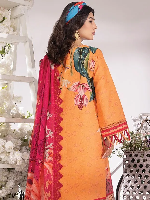 Rang Rasiya Summer Breeze Unstitched Lawn Print 3Pc Suit D-08 Coral