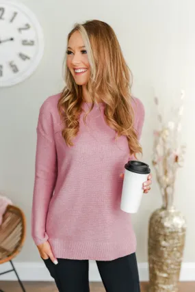 Reaching Out To You Knit Sweater- Dusty Pink