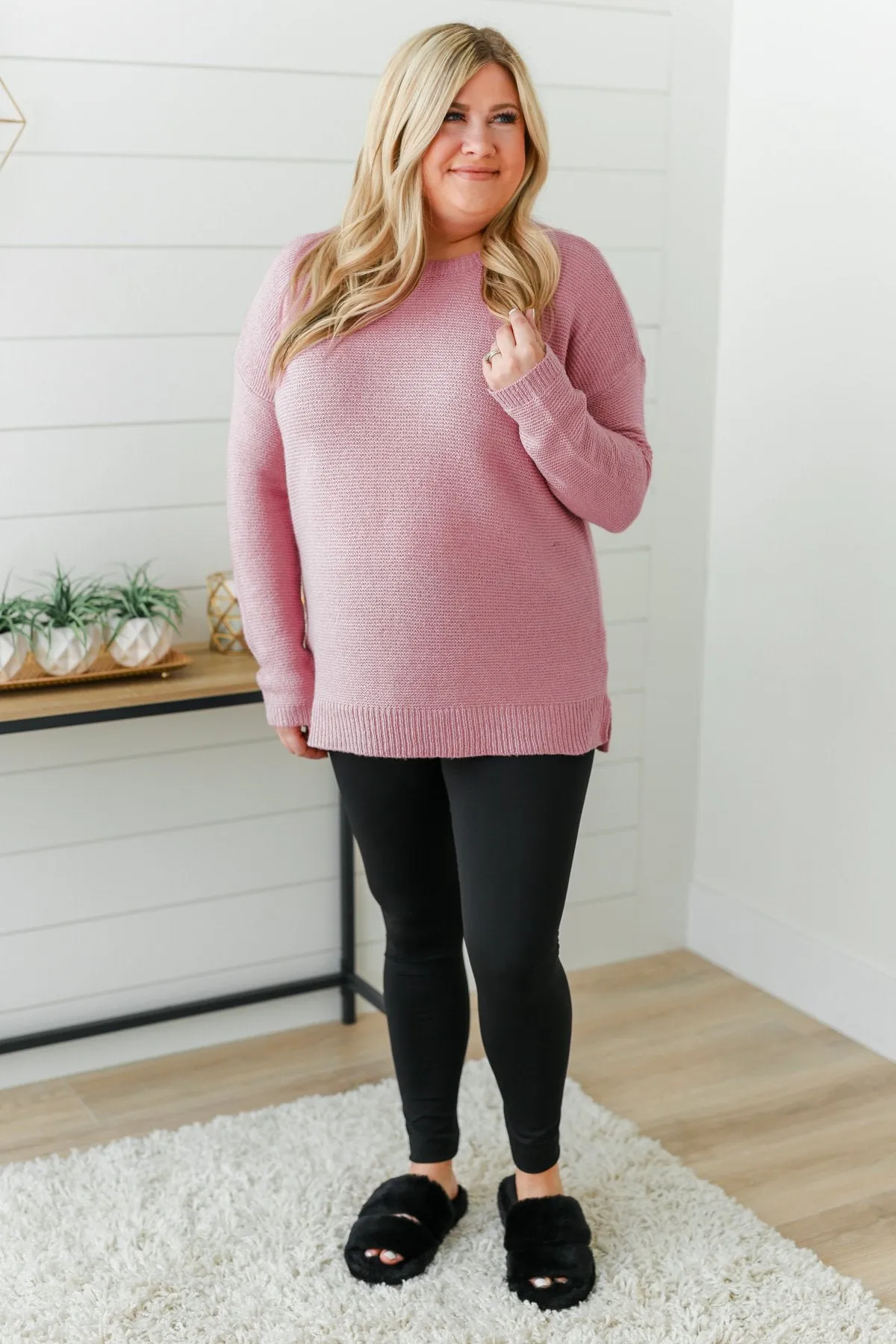 Reaching Out To You Knit Sweater- Dusty Pink