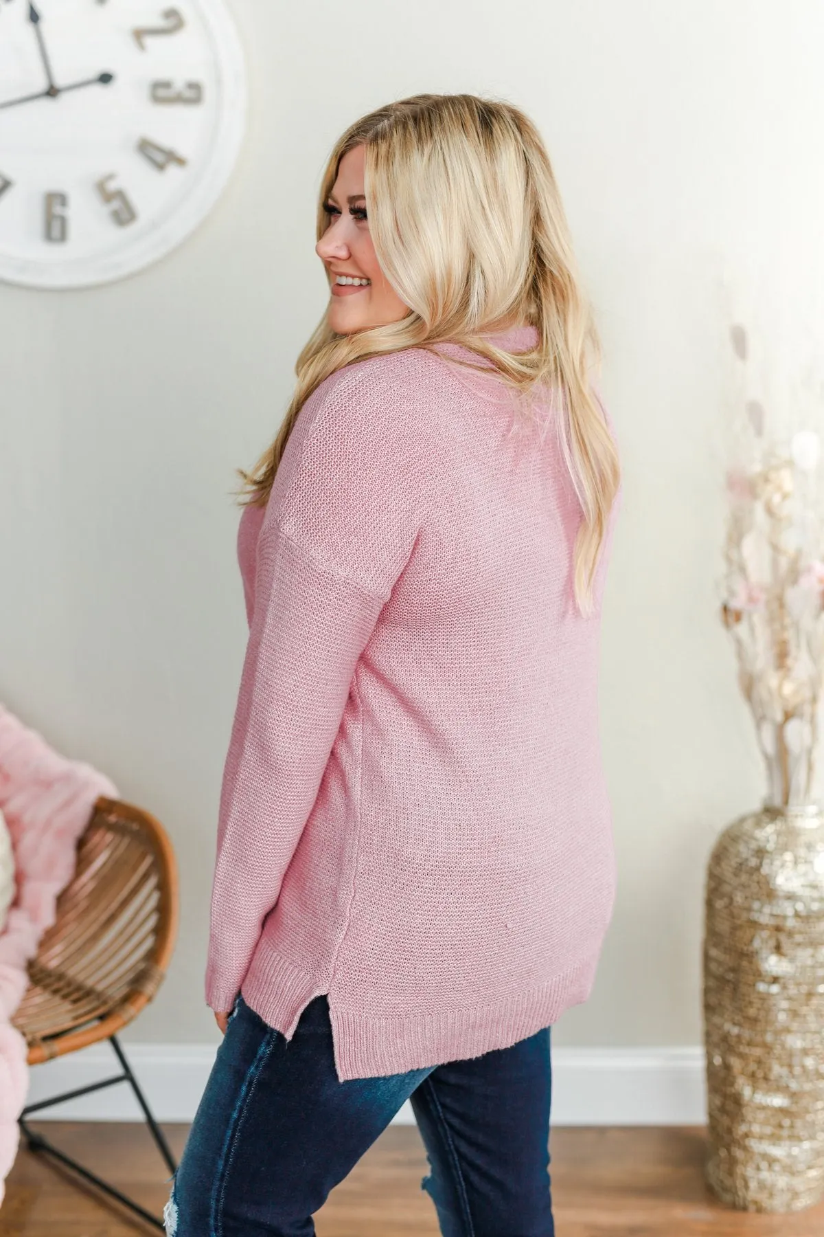 Reaching Out To You Knit Sweater- Dusty Pink