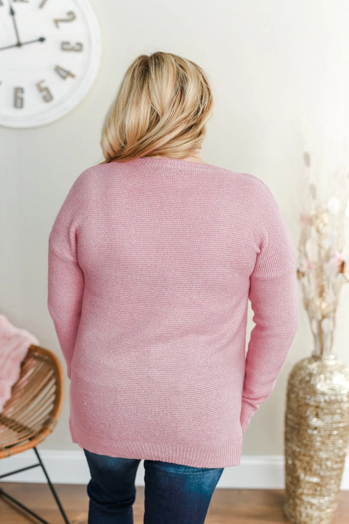 Reaching Out To You Knit Sweater- Dusty Pink