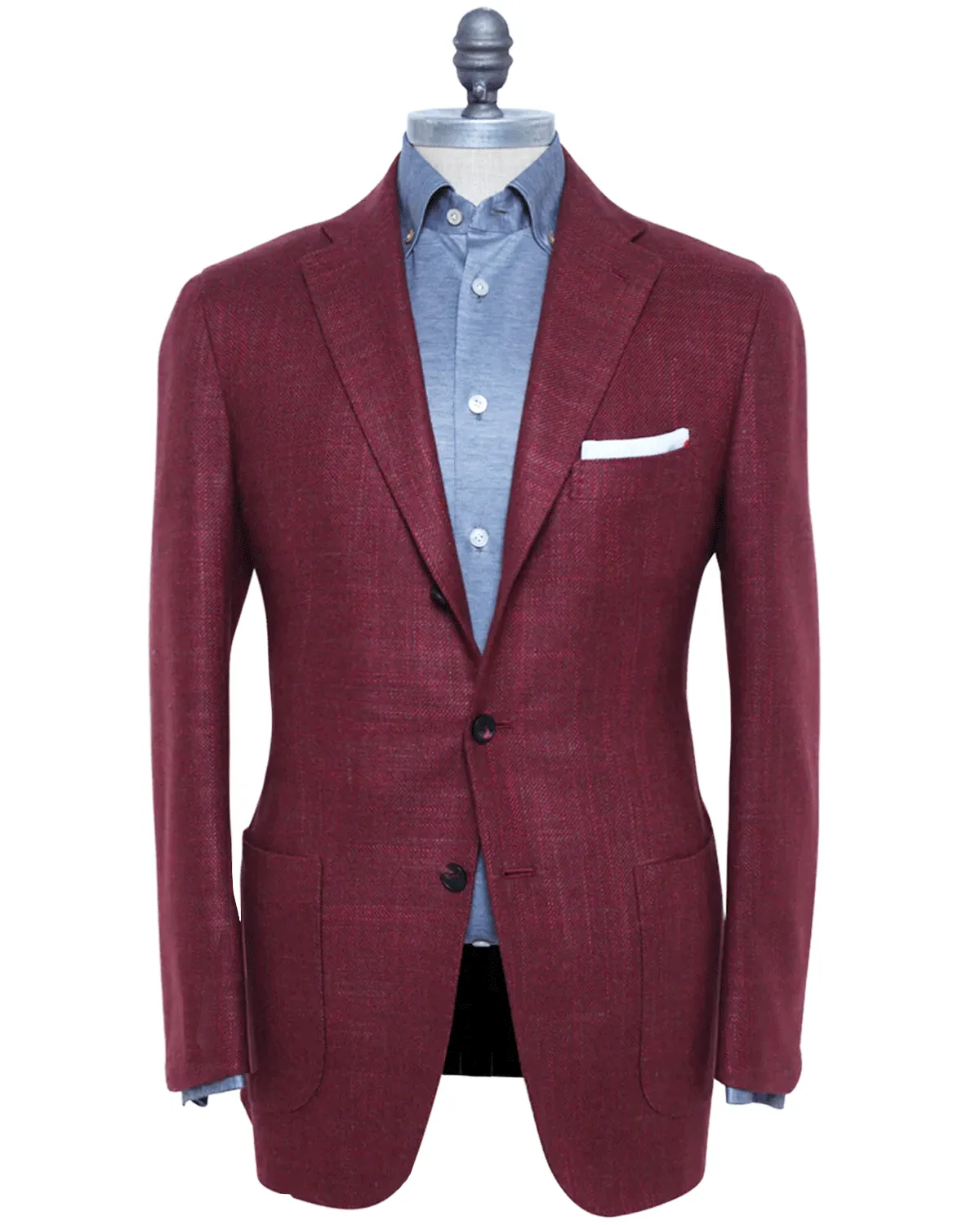 Red and Chocolate Textured Cashmere Blend Sportcoat