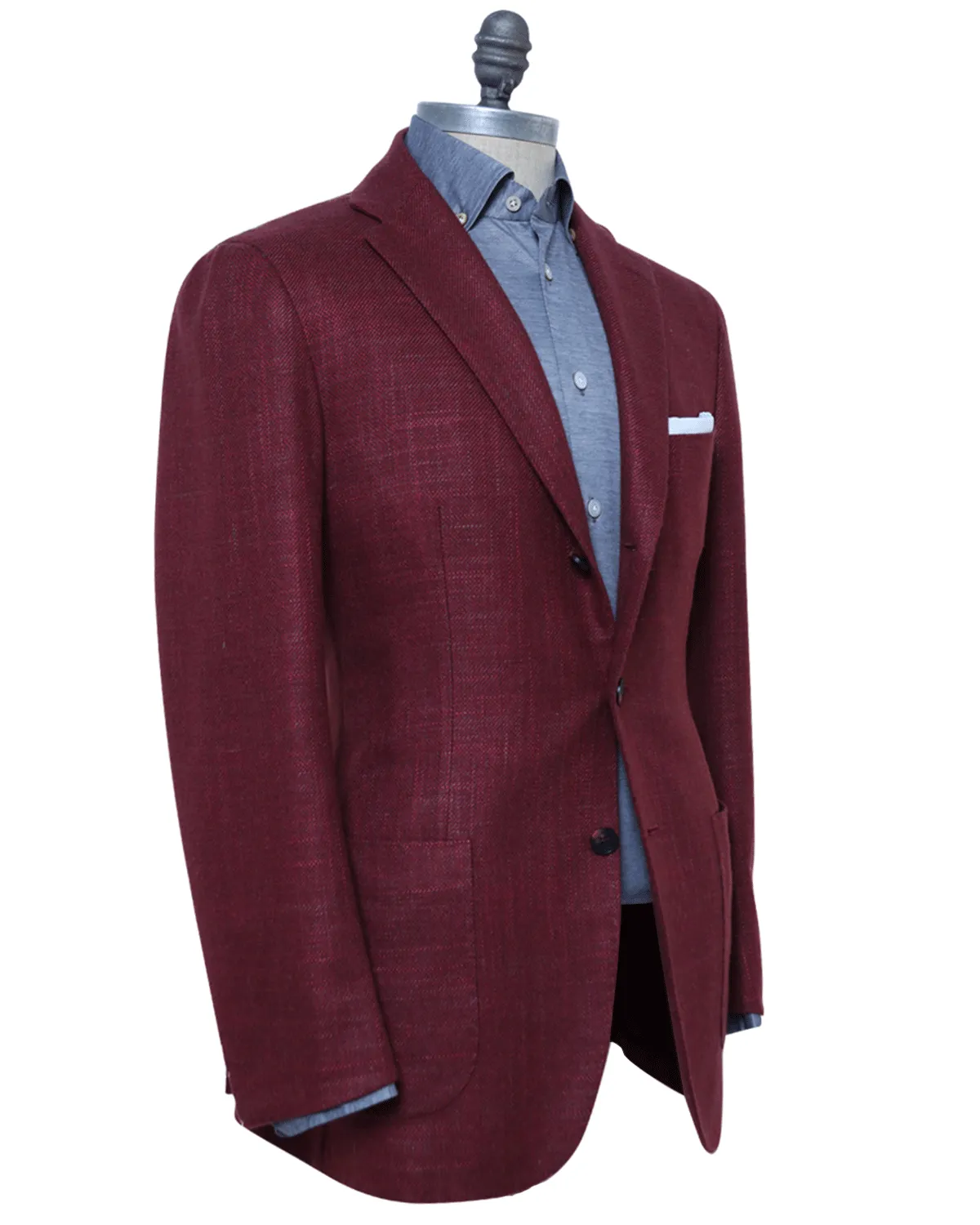 Red and Chocolate Textured Cashmere Blend Sportcoat