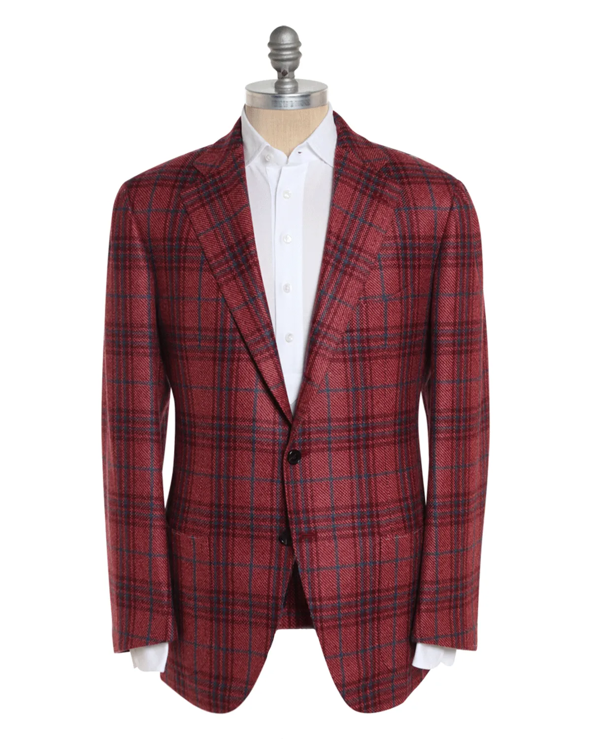 Red and Navy Cashmere Plaid Sportcoat