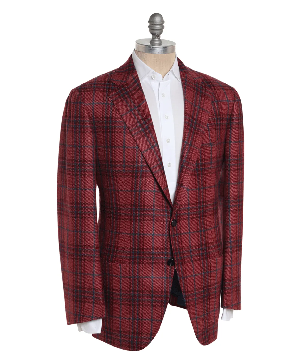 Red and Navy Cashmere Plaid Sportcoat