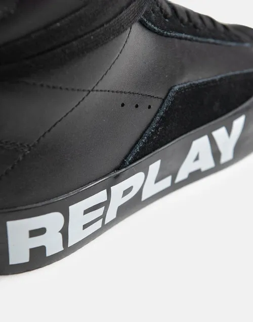 Replay Mens Snap Campus Shoes Black And White