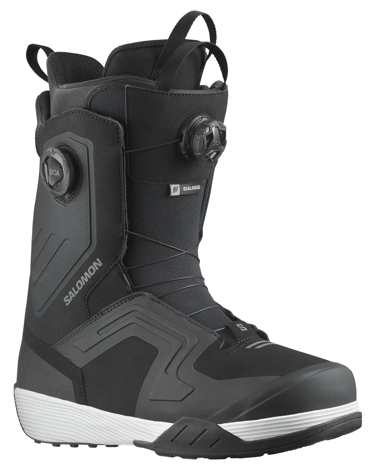 Salomon Dialogue Dual Boa Snowboard Boots - Black / Black / White - 2024