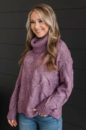 Settle Into Winter Turtle Neck Sweater- Dark Lavender