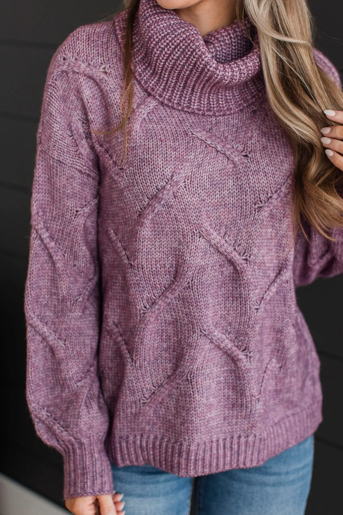 Settle Into Winter Turtle Neck Sweater- Dark Lavender