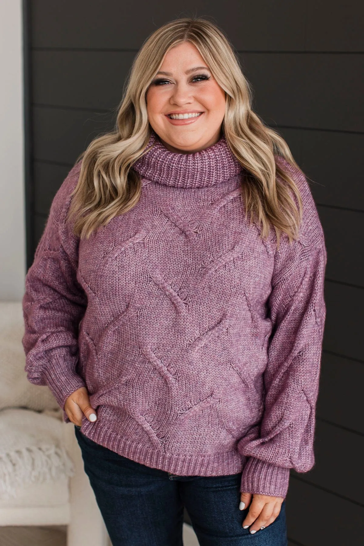 Settle Into Winter Turtle Neck Sweater- Dark Lavender