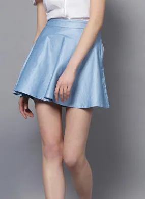 Sky Blue Metallic Skater Skirt