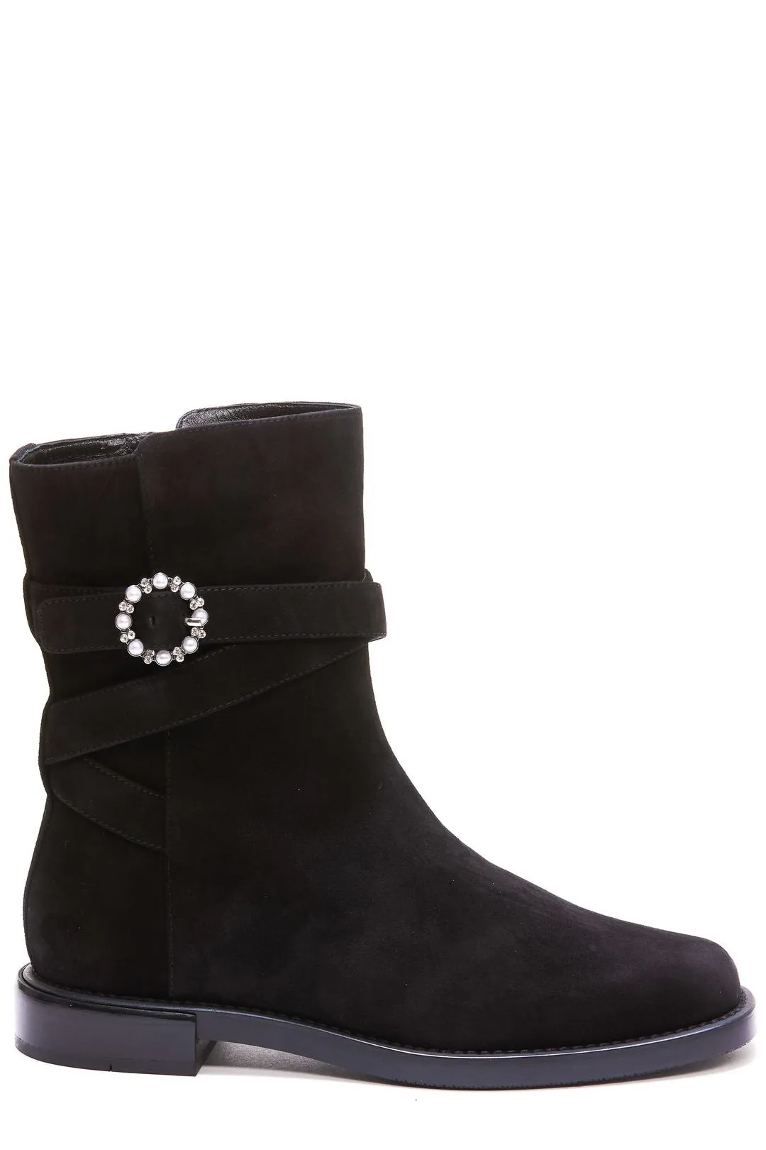 Stuart Weitzman Embellished Buckle High Ankle Boots