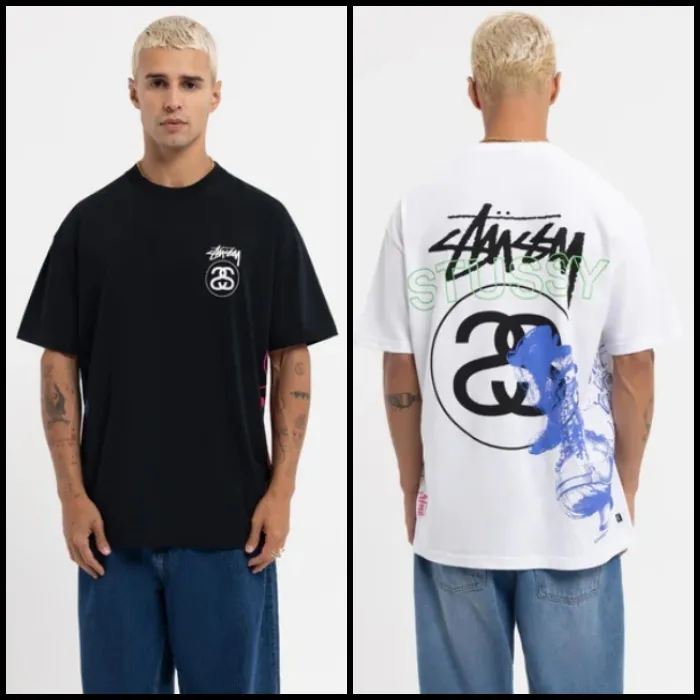 STUSSY  |Crew Neck Street Style Cotton Short Sleeves Skater Style