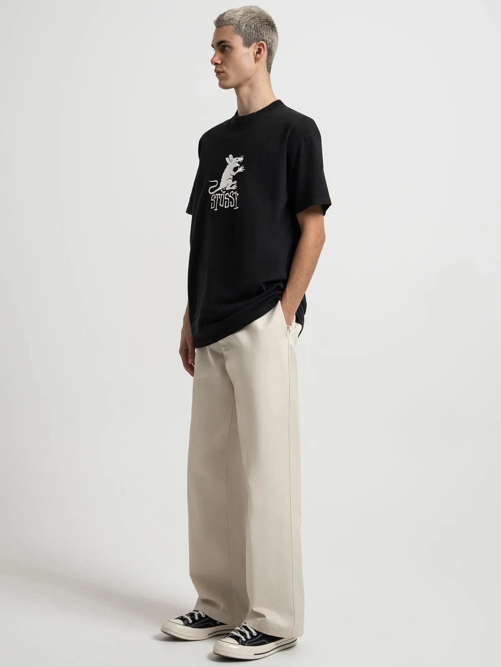 STUSSY  |Street Style Plain Cotton Logo Skater Style T-Shirts