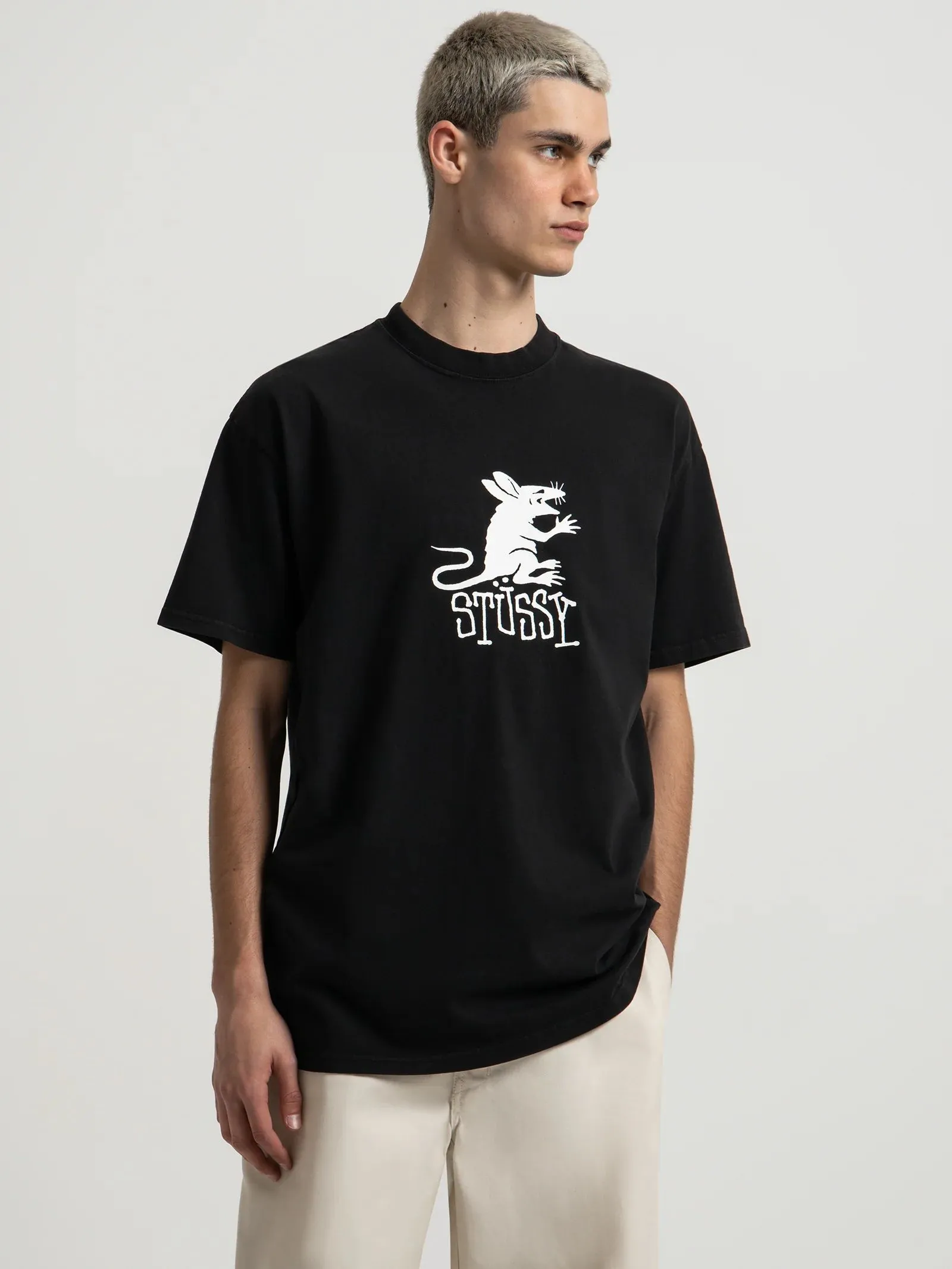 STUSSY  |Street Style Plain Cotton Logo Skater Style T-Shirts