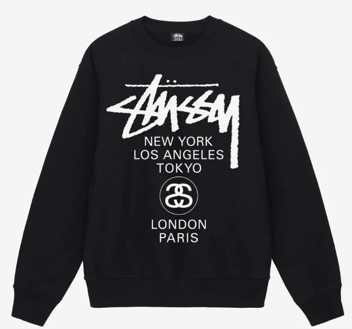 STUSSY  |Unisex Street Style Logo Skater Style Sweatshirts