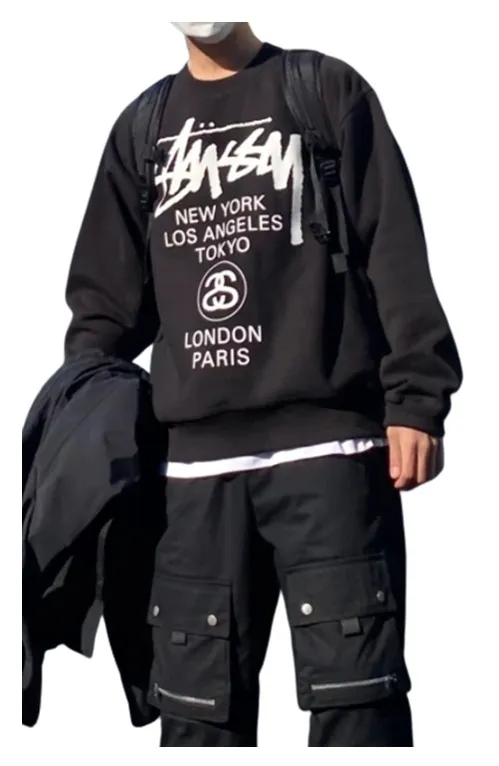 STUSSY  |Unisex Street Style Logo Skater Style Sweatshirts