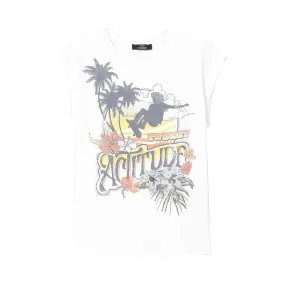 T-SHIRT SURF ACTITUDE Donna Bianco Gardenia