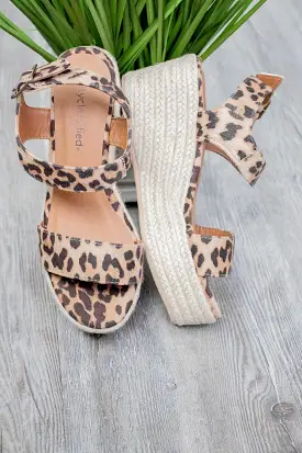 Tan Leopard Espadrille Wedge