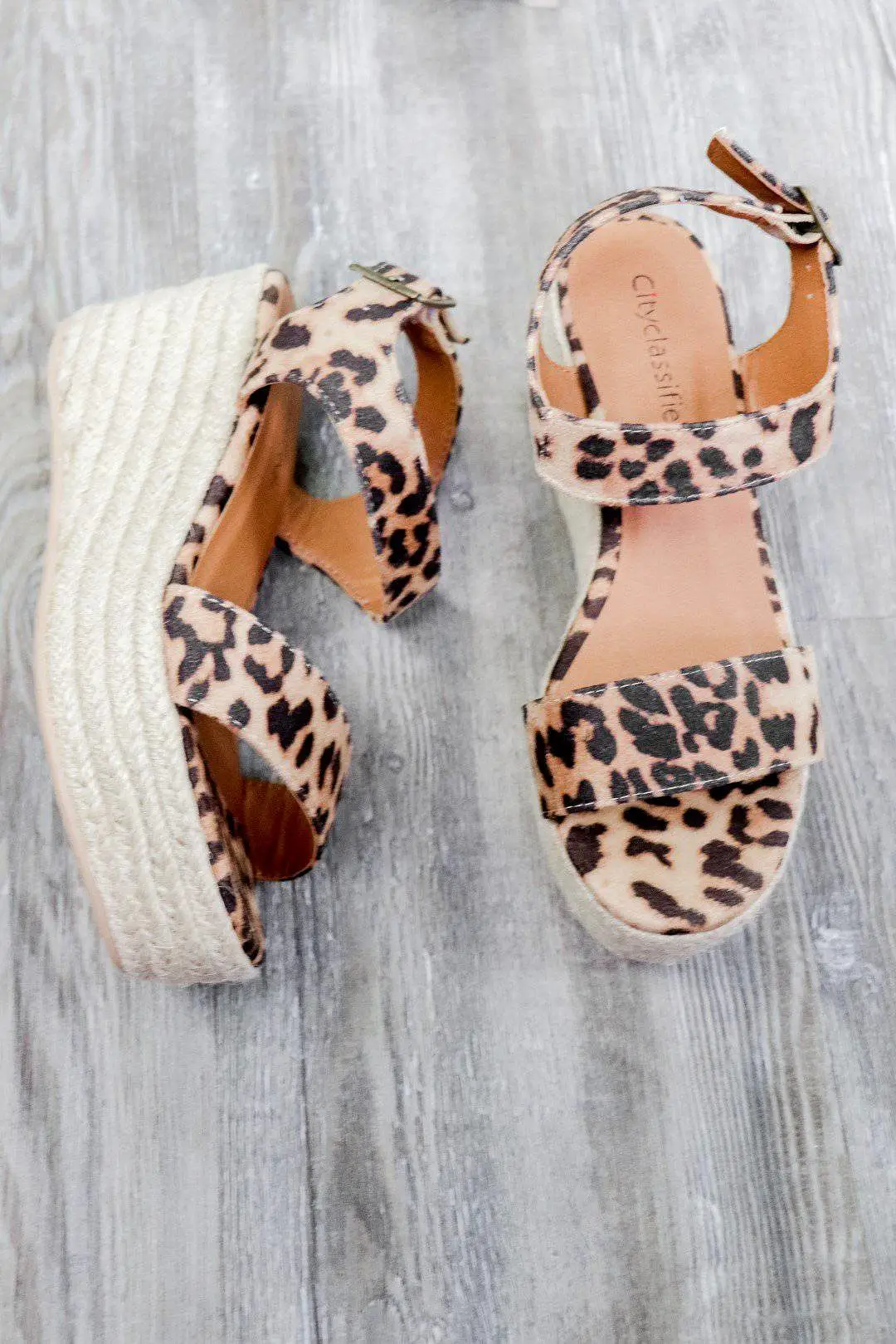 Tan Leopard Espadrille Wedge