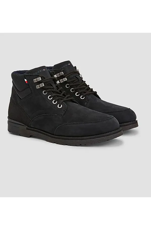 Tommy Hilfiger Leather Lace-Up Boots Black