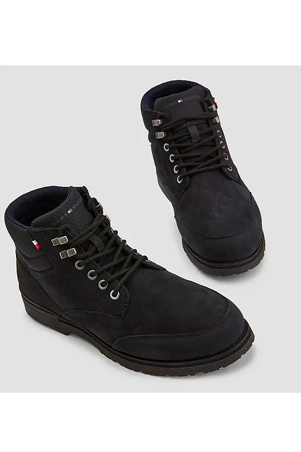 Tommy Hilfiger Leather Lace-Up Boots Black