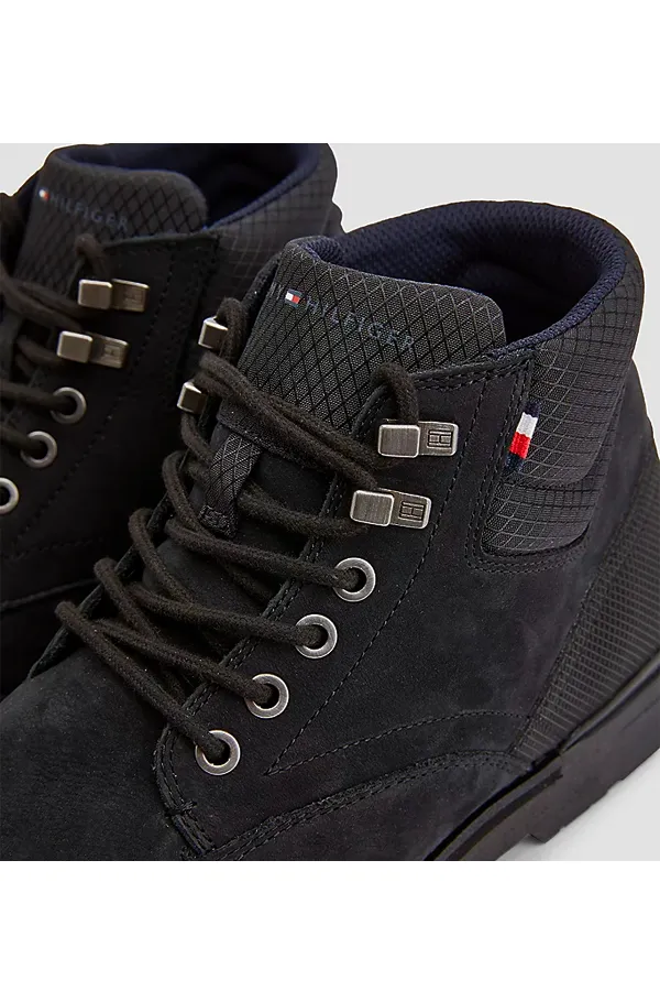 Tommy Hilfiger Leather Lace-Up Boots Black