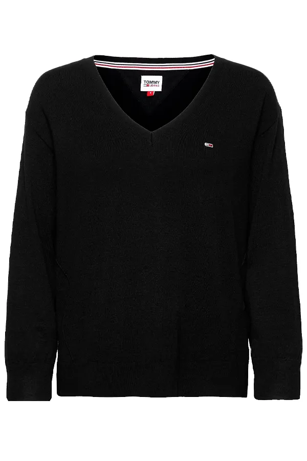 Tommy Hilfiger Women V-Neck Knit Sweater Black