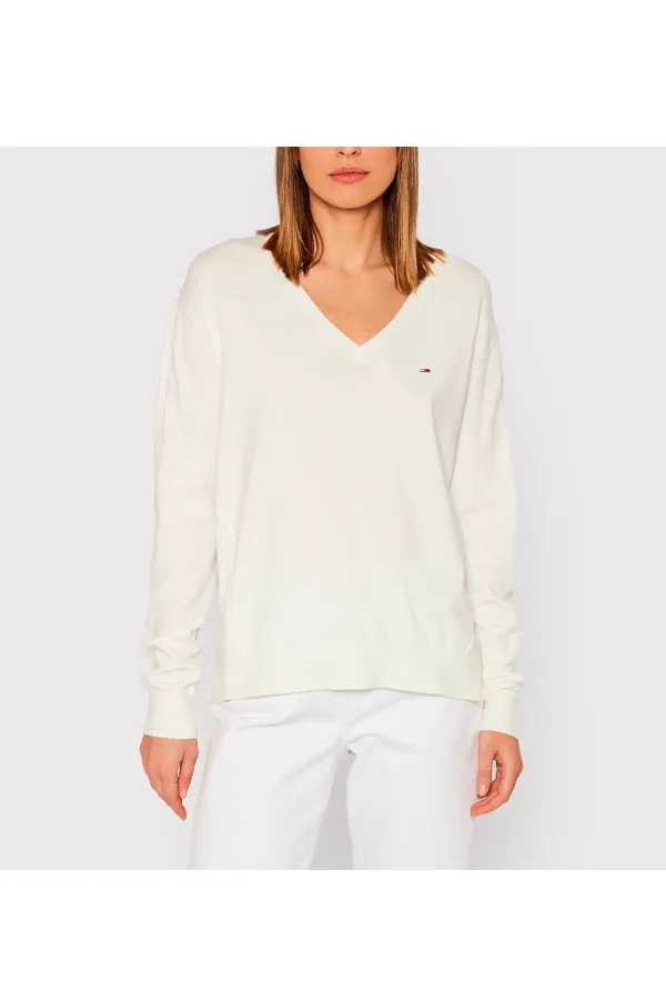 Tommy Hilfiger Women V-Neck Knit Sweater Butter