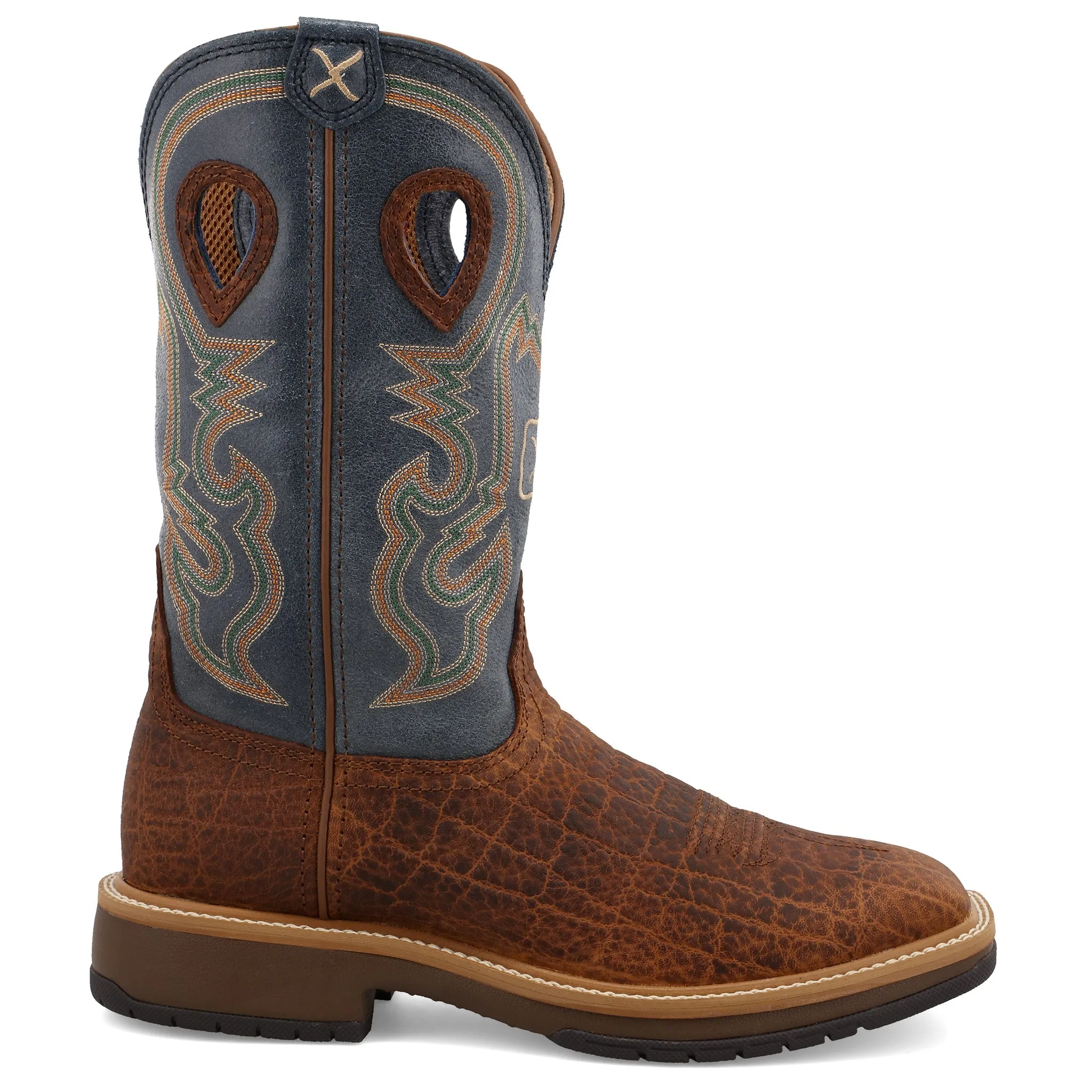 Twisted X Men's 12 Horseman Distressed Saddle and Peacock Square Toe