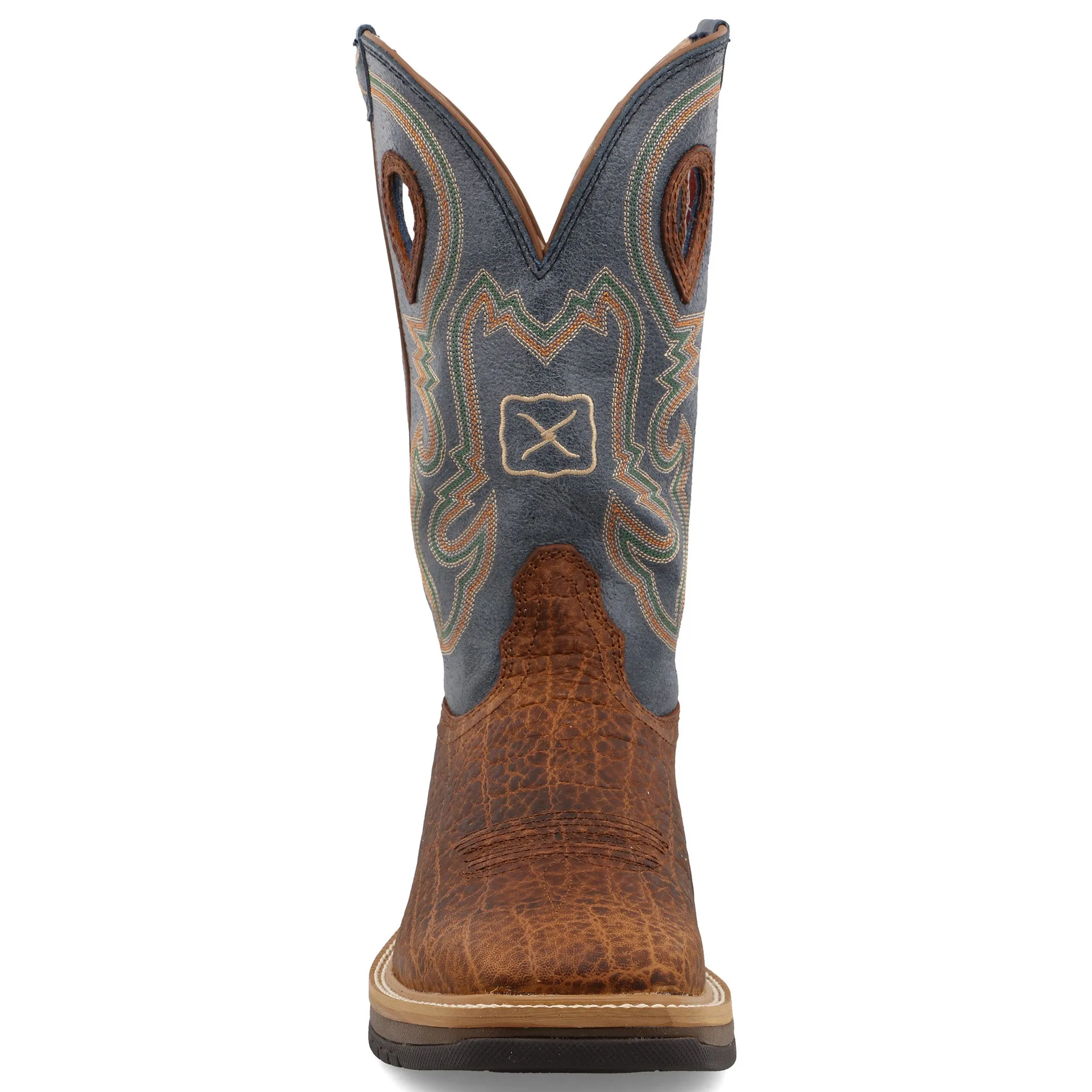 Twisted X Men's 12 Horseman Distressed Saddle and Peacock Square Toe