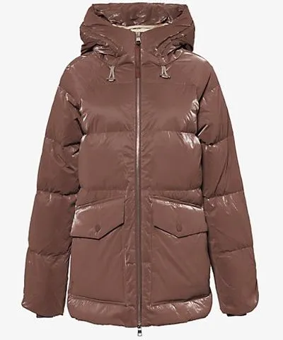 Varley Womens French Roast Fullerton hooded down-fill ripstop jacket