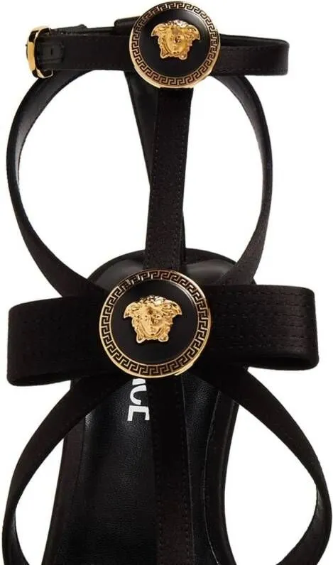 Versace Gianni Ribbon 110mm satin sandals Black