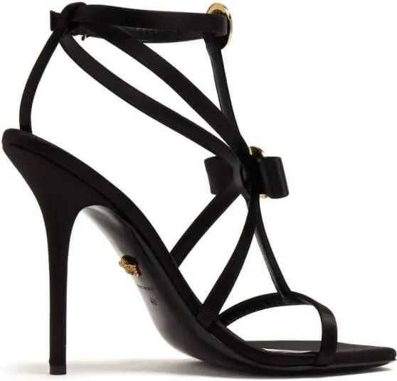 Versace Gianni Ribbon 110mm satin sandals Black