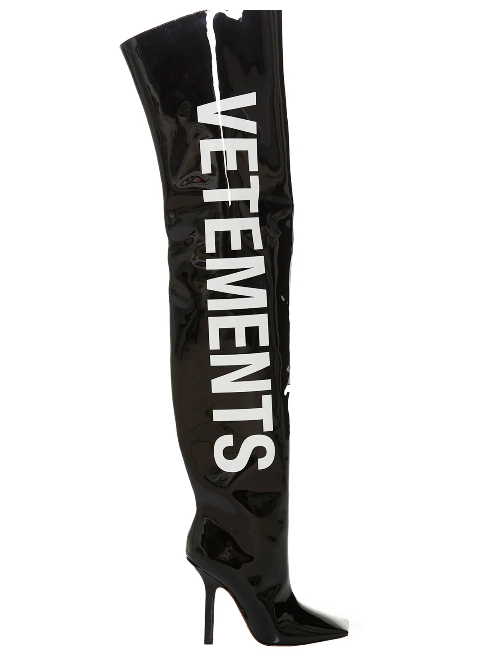 Vetements Logo Print Knee-High Heeled Boots