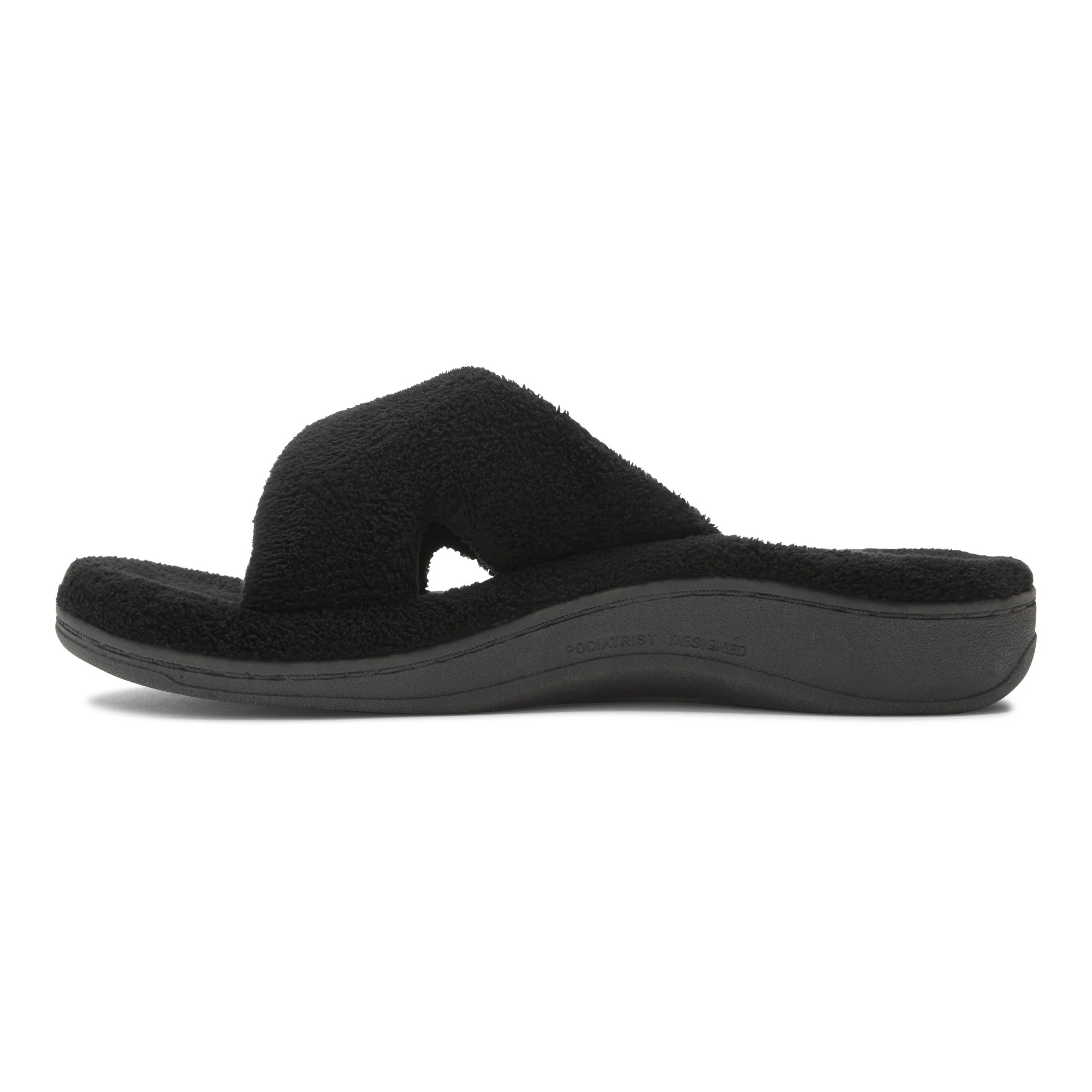 Vionic Womens Relax Open Toe Slippers- Black