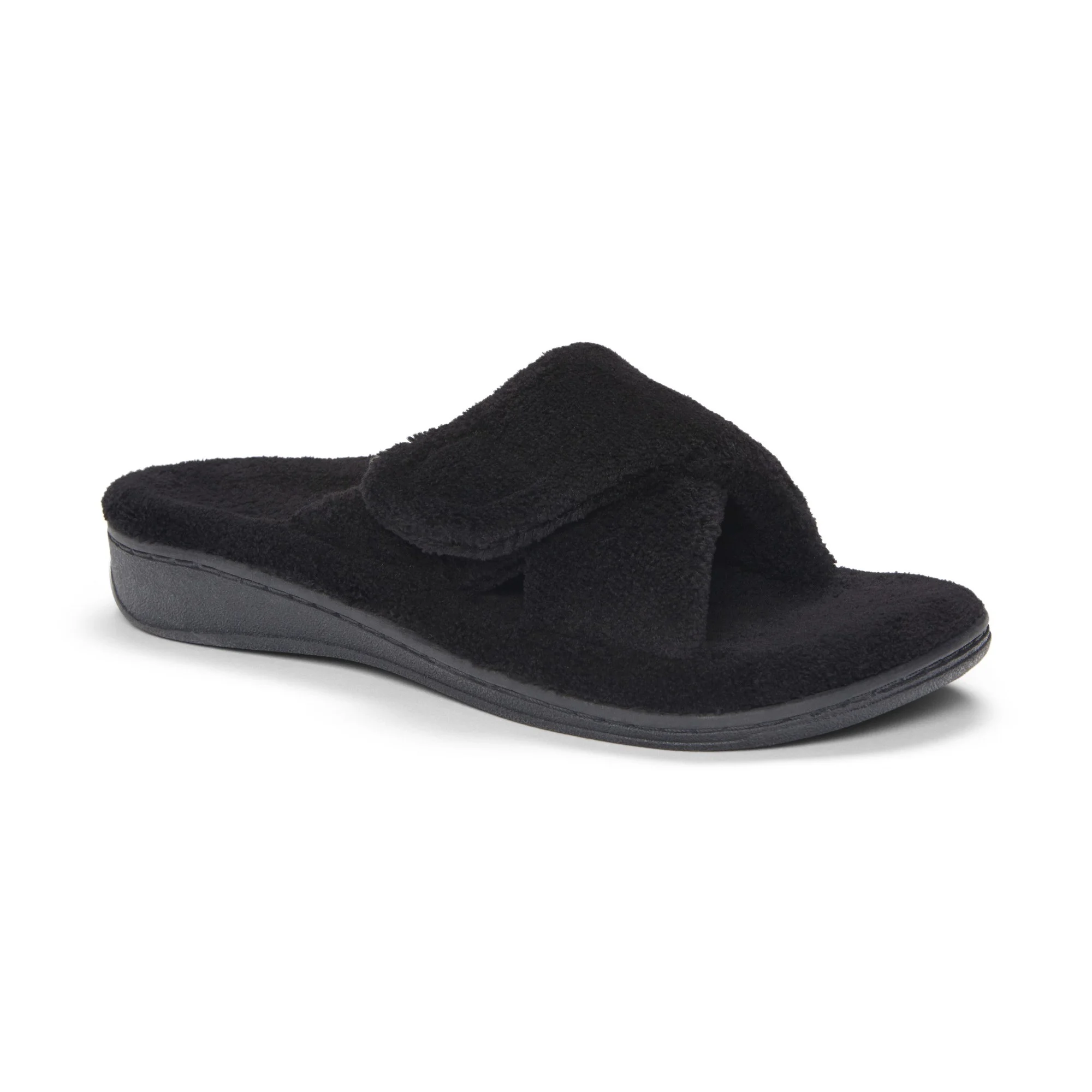 Vionic Womens Relax Open Toe Slippers- Black