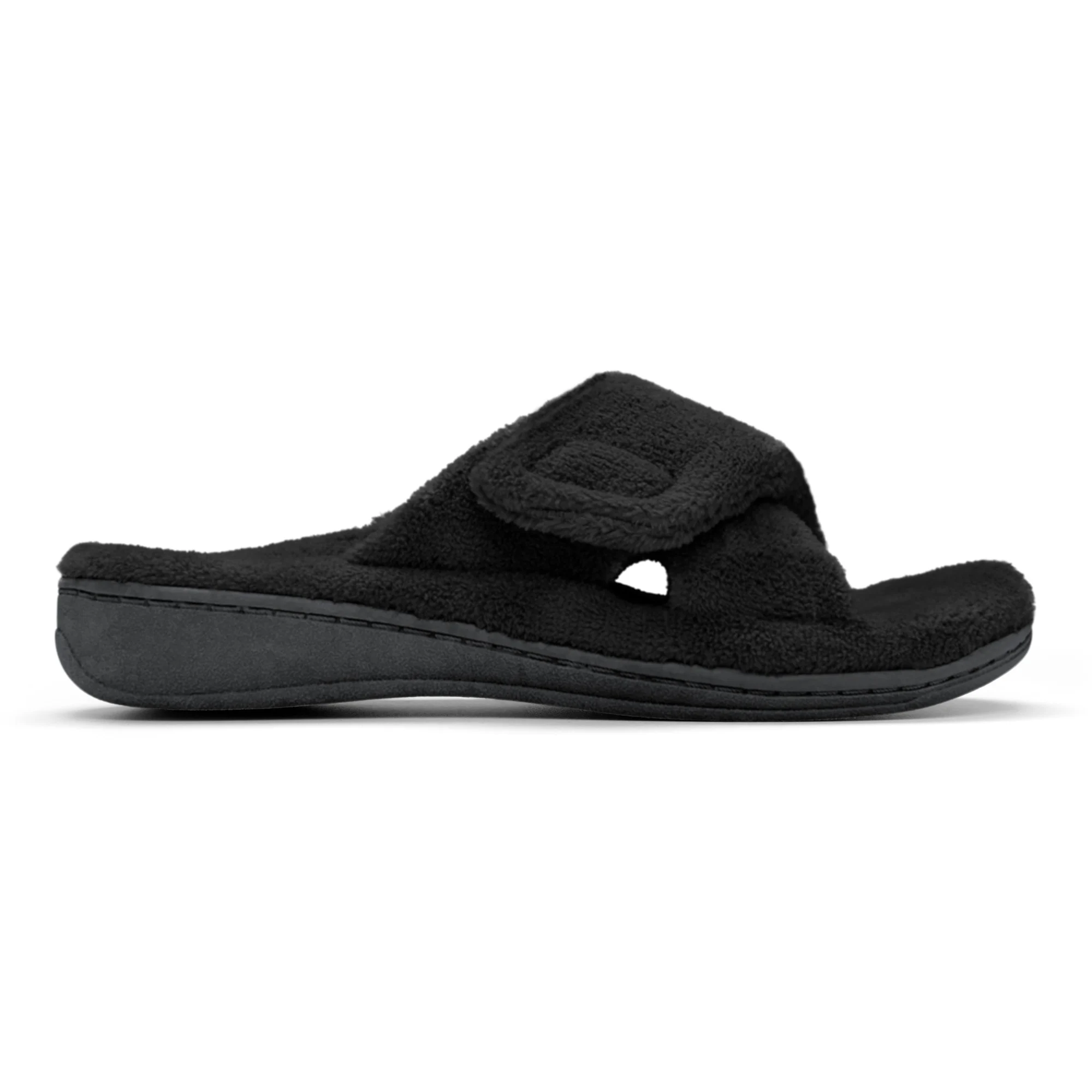 Vionic Womens Relax Open Toe Slippers- Black