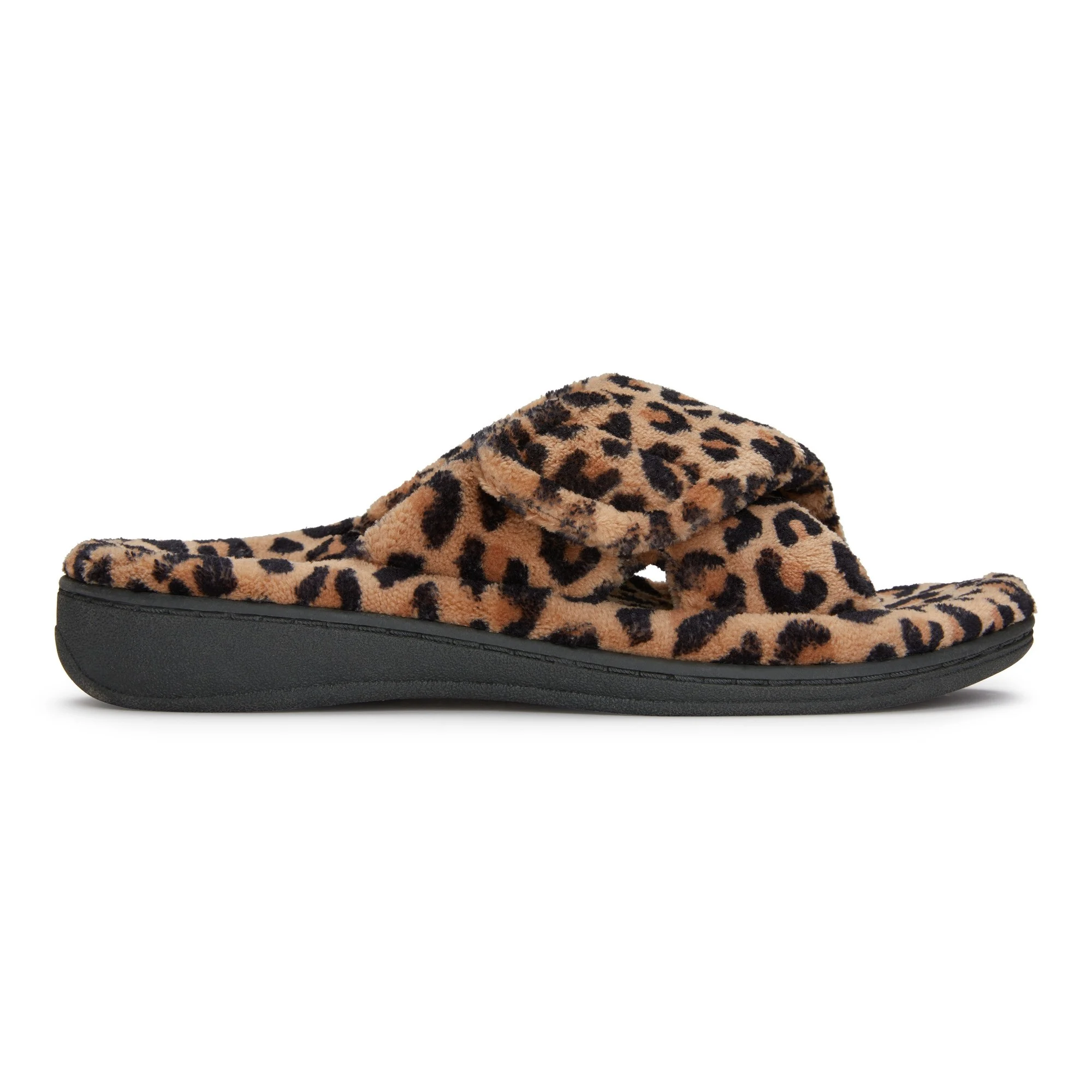 Vionic Womens Relax Open Toe Slippers- Natural Leopard