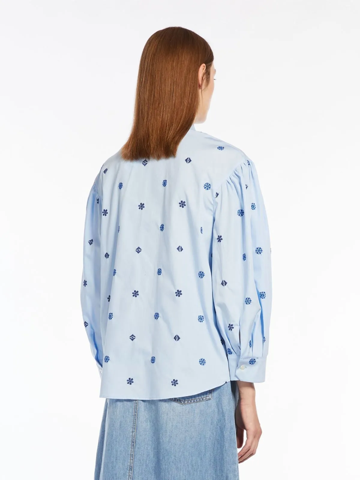 Weekend Max Mara Villar Embroidery Thread Shirt in Light Blue