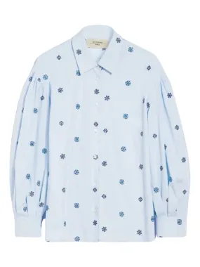 Weekend Max Mara Villar Embroidery Thread Shirt in Light Blue