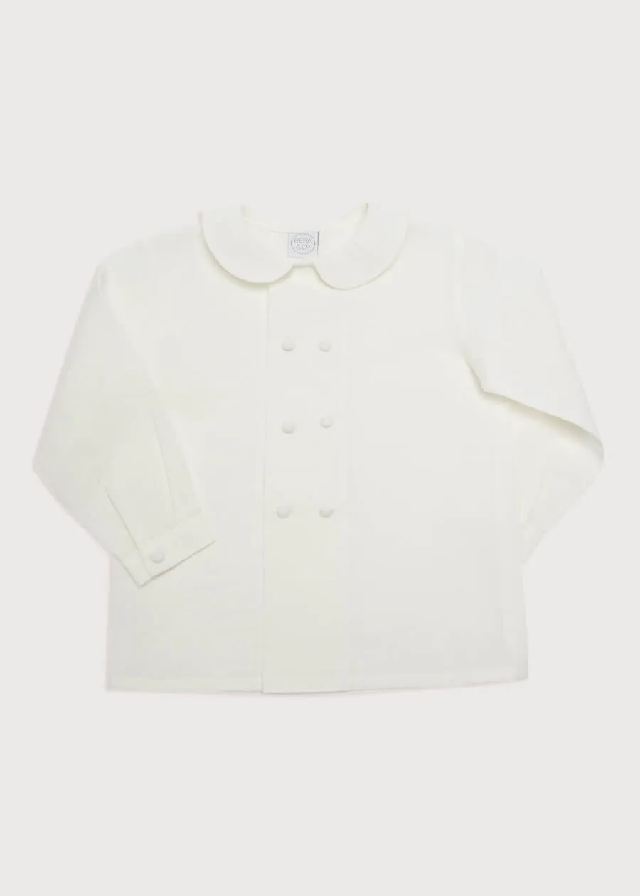 White Double-Breasted Peter Pan Collar Shirt (12mths-10yrs)