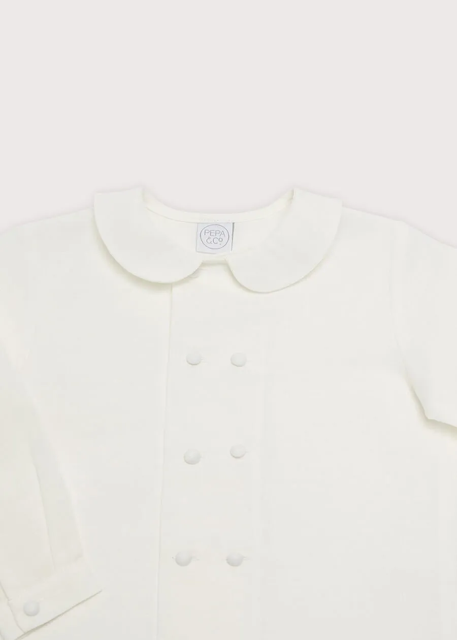 White Double-Breasted Peter Pan Collar Shirt (12mths-10yrs)