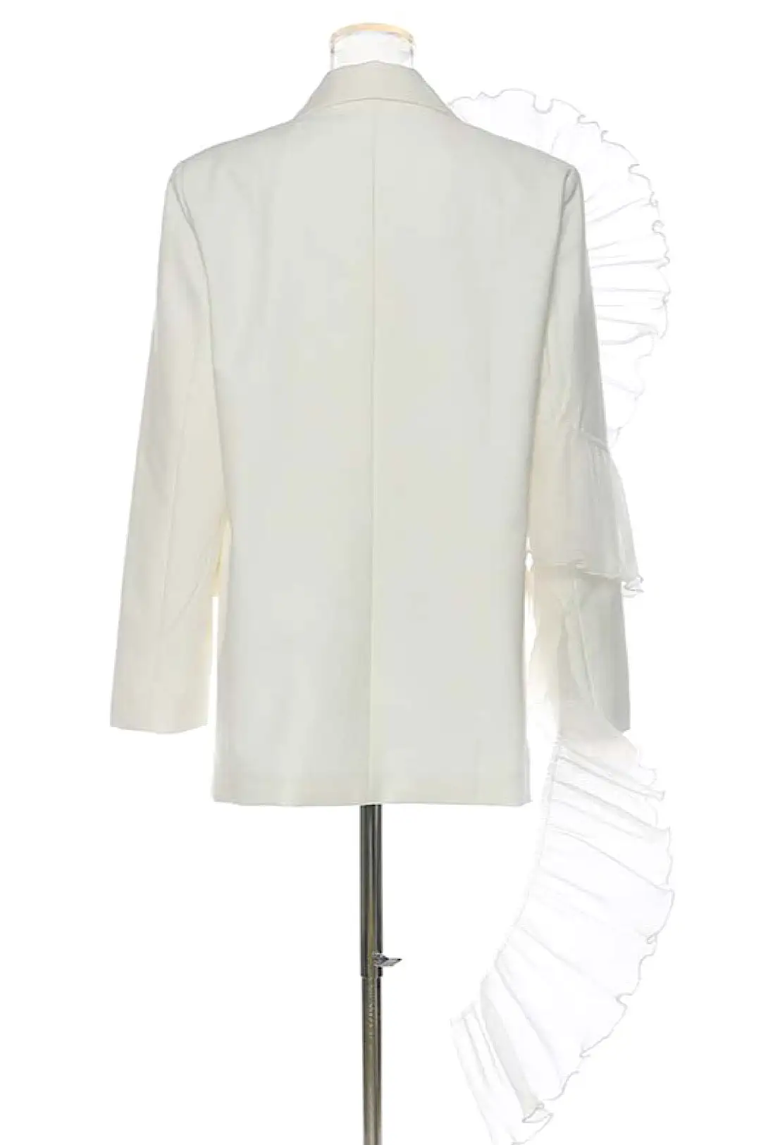 White Tulle Crepe Detail Jacket