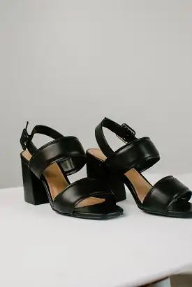 Wide Strap Sling Back Heels Black