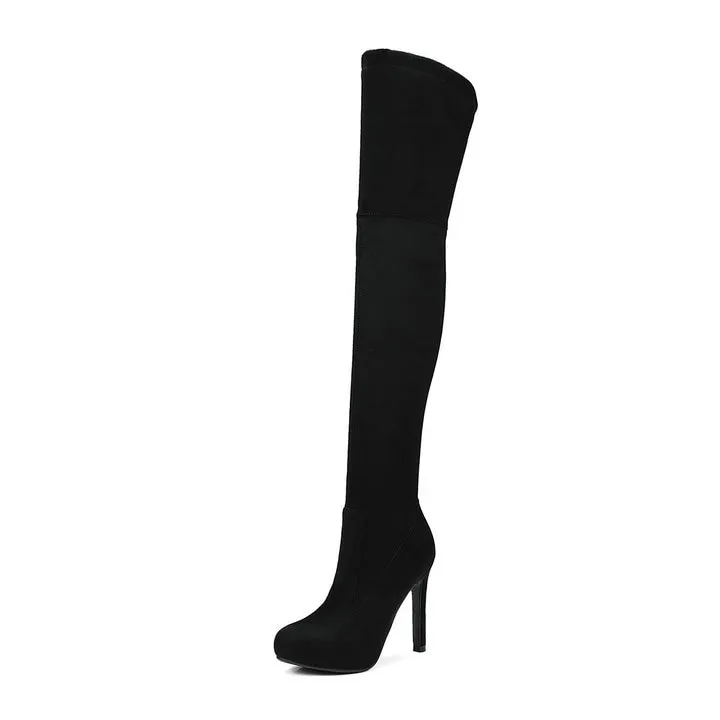 Women's Sexy Slim Fit Over-the-Knee Thin High Heels Platform Zipper Boots