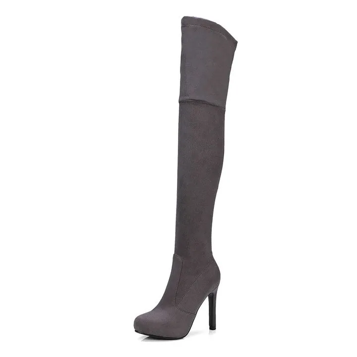 Women's Sexy Slim Fit Over-the-Knee Thin High Heels Platform Zipper Boots