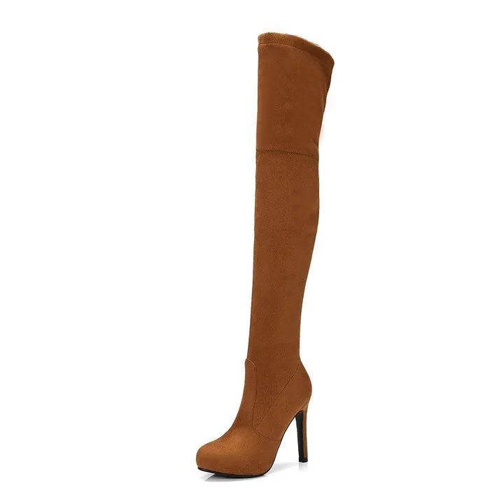 Women's Sexy Slim Fit Over-the-Knee Thin High Heels Platform Zipper Boots