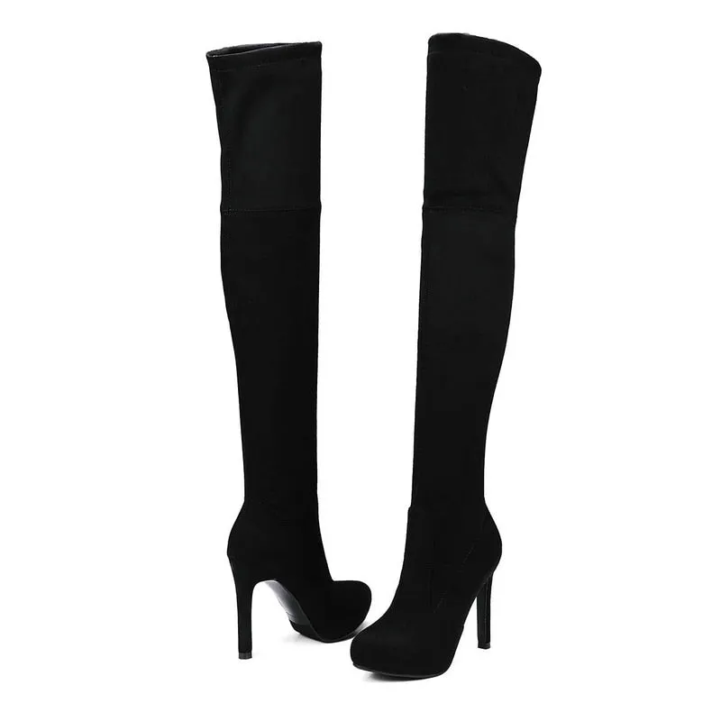 Women's Sexy Slim Fit Over-the-Knee Thin High Heels Platform Zipper Boots