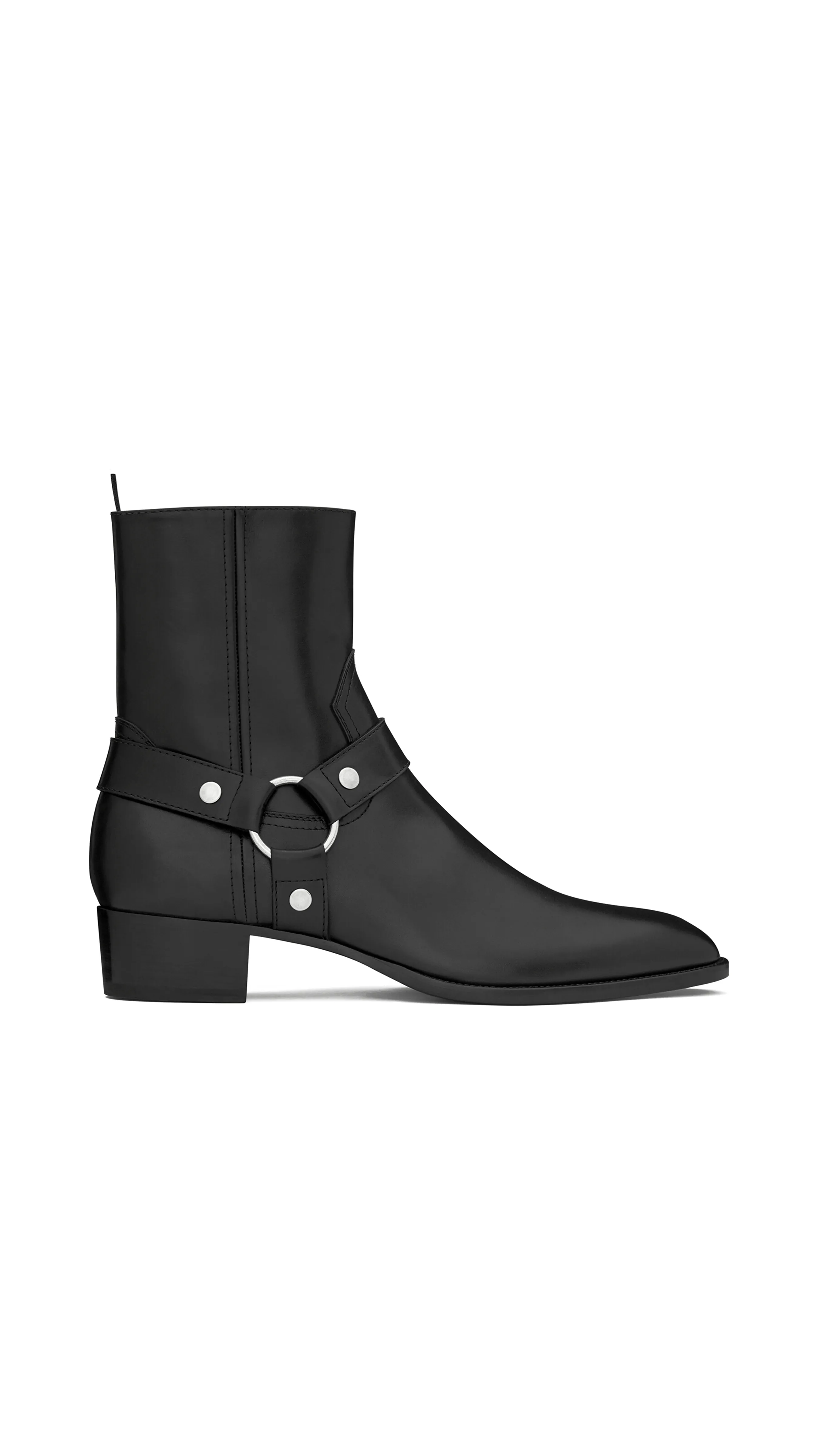 Wyatt Harness Boots in Smooth Leather - Black